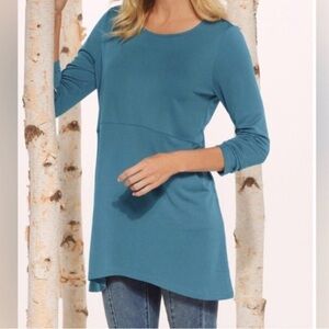 Soft Surroundings Fairfax Soft Modal Blue Long Tunic Top Lagenlook Minimalist M